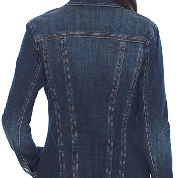 Chico’s Dark Wash Denim Jacket with Rhinestone button accent size 0 - Picture 3 of 8